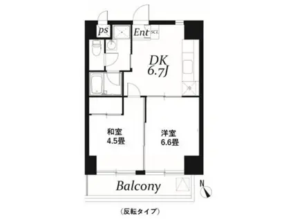 チェスターハウス鶴見(2DK/9階)の間取り写真