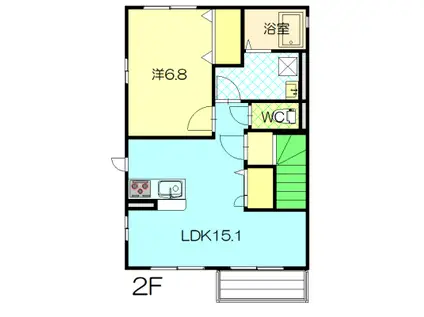 マリエノ秀A201(1LDK/2階)の間取り写真