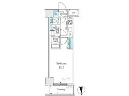 プレイズシード名駅北(1K/2階)の間取り写真