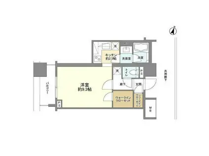 アトラス白山(1K/12階)の間取り写真