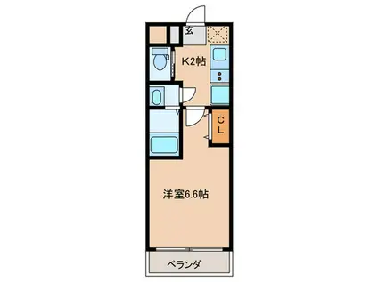 AILE石橋III(1K/1階)の間取り写真