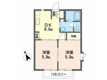 フローラルS(2DK/2階)の間取り写真