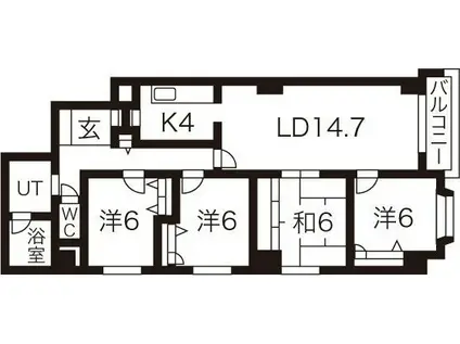 エスポアール円山(4LDK/4階)の間取り写真
