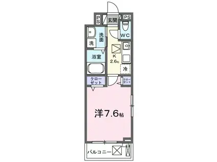 ヒカルサ豊橋小池(1K/1階)の間取り写真