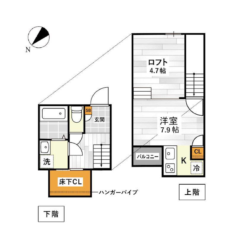 ADC長嶺南リコス(1K/1階)の間取り写真