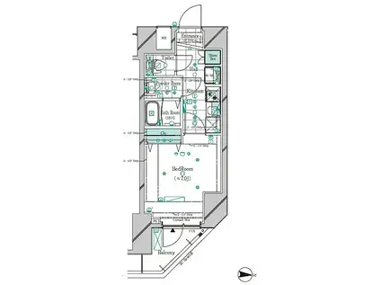 ガリシア錦糸町パークサイド(1K/7階)の間取り写真