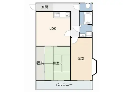 コーポ六苑B(2LDK/1階)の間取り写真
