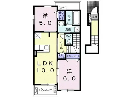 グリーンサイド(2LDK/2階)の間取り写真