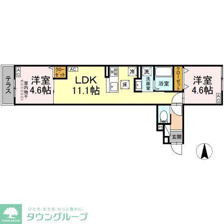 セレスティア南花畑III(2LDK/1階)の間取り写真