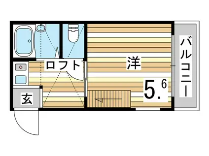 セルダンハイツ御影(1K/4階)の間取り写真