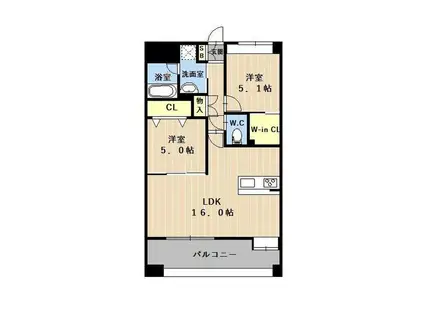 LIBTH平成タワー(2LDK/9階)の間取り写真