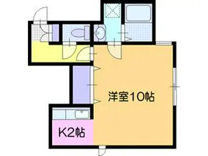 ヴェルボヌール(1K/2階)の間取り写真