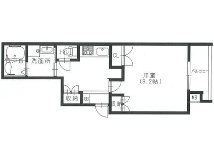 カサカーネ(1K/1階)の間取り写真