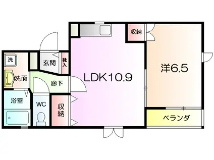 SUNDEK(1LDK/1階)の間取り写真