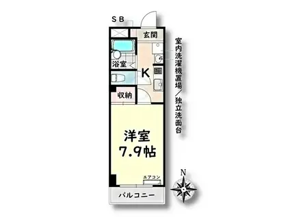 エアロスペース鶴田(1K/1階)の間取り写真