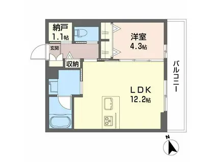 シャーメゾン コア八日町(1LDK/2階)の間取り写真