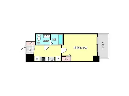 エグゼ大阪DOME CITYシエル(1K/2階)の間取り写真