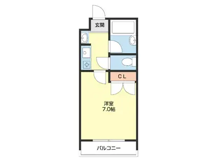 パープルハイツ(1K/3階)の間取り写真