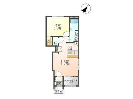 グリーン(1LDK/1階)の間取り写真