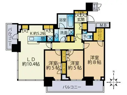 ザ・パークハウス晴海タワーズティアロレジデンス(3LDK/36階)の間取り写真