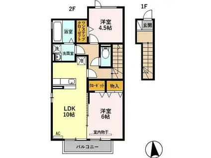 ルーエ岐南A(2LDK/2階)の間取り写真