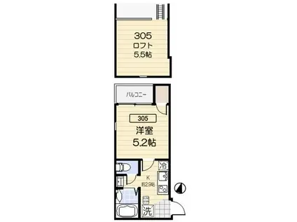 アクティ氷川台(1K/3階)の間取り写真