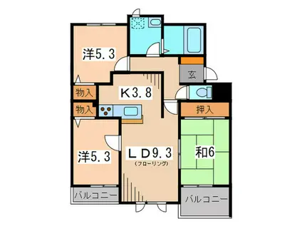 ハイランドグリーン池尻A棟(3LDK/3階)の間取り写真