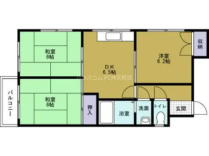 シティハイツ市岡(3DK/4階)の間取り写真