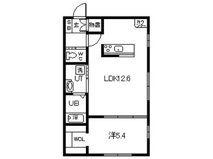 MARESSE MECCO(1LDK/2階)の間取り写真