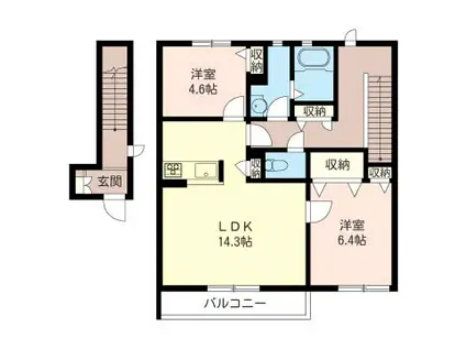 サンライズシャーメゾン(2LDK/1階)の間取り写真