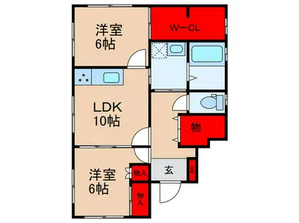 アナハイム(2LDK/1階)の間取り写真