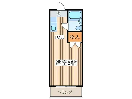 ポルシェ飯山(1K/2階)の間取り写真