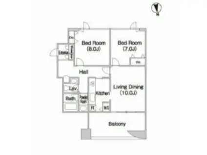 テラス日新(2LDK/13階)の間取り写真