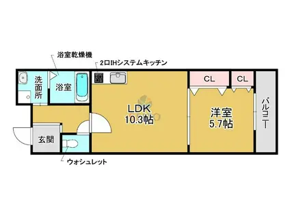 カサデチョコ(1LDK/3階)の間取り写真