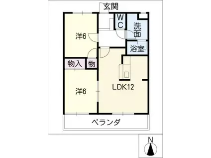 サニー華弘(2LDK/1階)の間取り写真