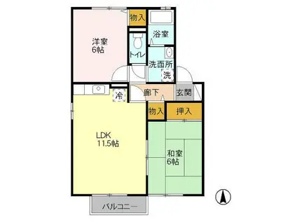 ウィスタリア(2LDK/2階)の間取り写真