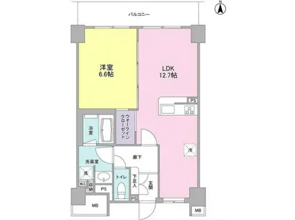 アンビエンテ経堂(1LDK/4階)の間取り写真