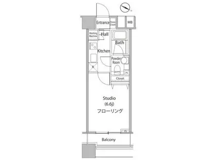 ファーストリアルタワー新宿(1K/13階)の間取り写真