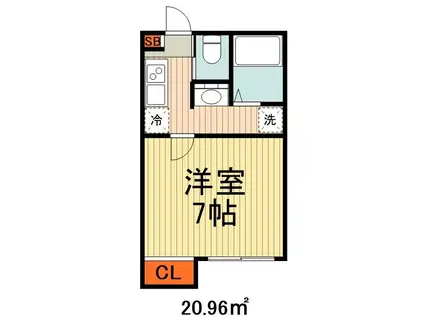 ヴィンランド蘇我(1K/2階)の間取り写真