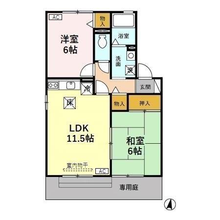セジュール グリーン B(2LDK/1階)の間取り写真