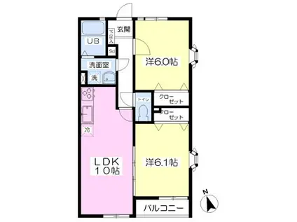 セブンハウスIII(2LDK/1階)の間取り写真