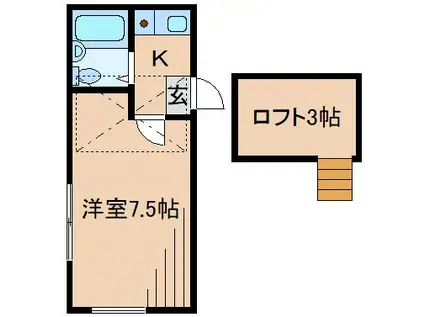 カインドハウス日吉(1K/2階)の間取り写真