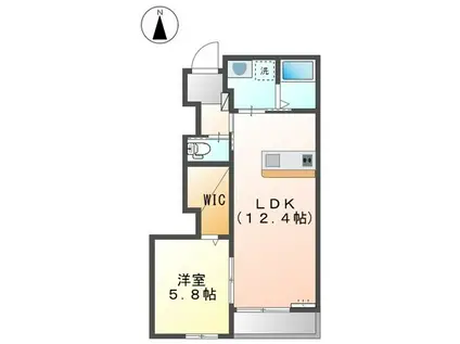 ノースショア(1LDK/1階)の間取り写真