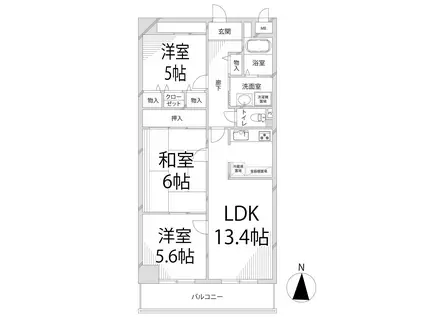キャッスルコート福崎(3LDK/4階)の間取り写真