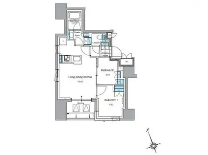 J.リヴェール上野入谷プレイス(2LDK/12階)の間取り写真