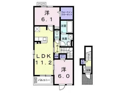 イリス B(2LDK/2階)の間取り写真