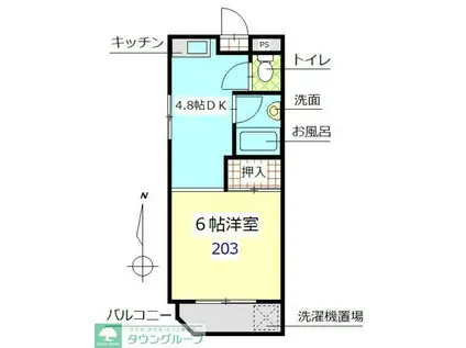 VIENTO坂戸B棟(1DK/2階)の間取り写真