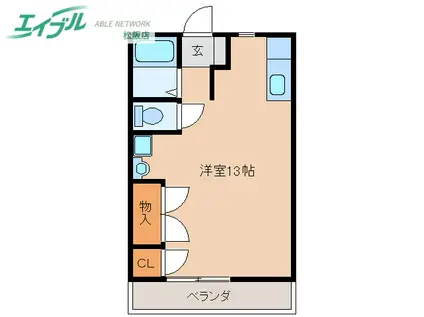 ティアラI(ワンルーム/2階)の間取り写真