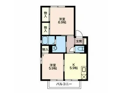 長良シュロス(2K/2階)の間取り写真