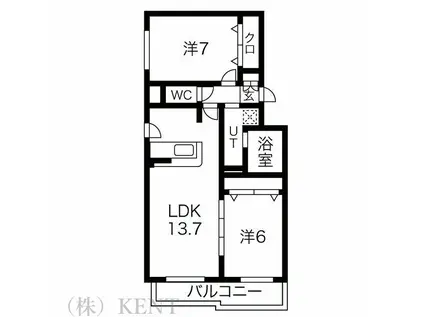 ノースルミナーレ(2LDK/3階)の間取り写真